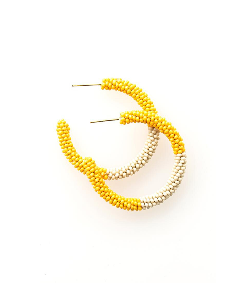 Yellow Ivory Color Block Small Hoop