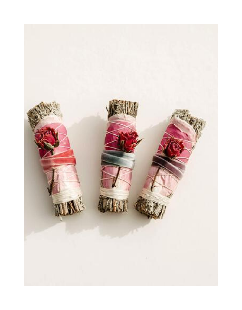Blue Sage + Roses Smudge Stick Fall Color Variations
