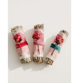 Blue Sage + Roses Smudge Stick Summer Color Variations