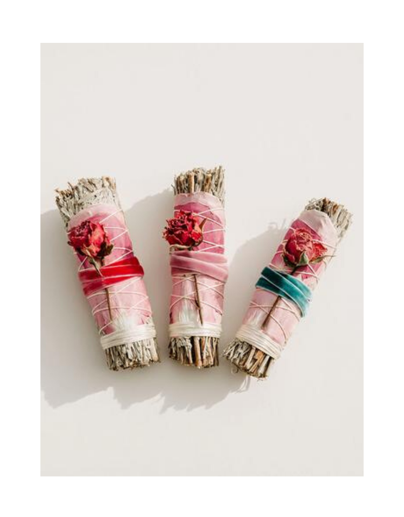 Blue Sage + Roses Smudge Stick Summer Color Variations