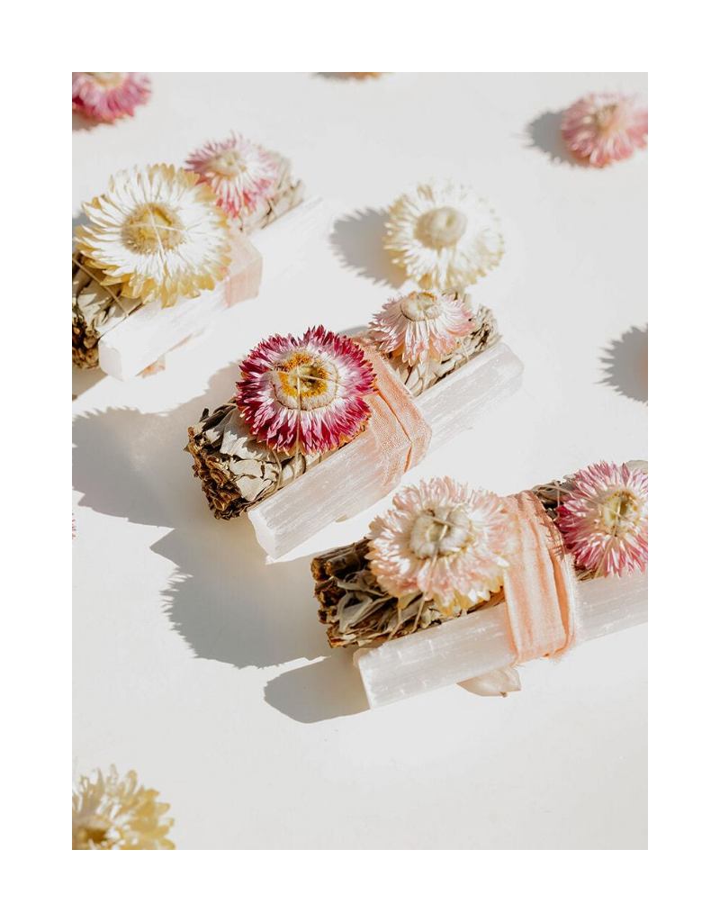 White Sage + White Selenite Smudge Stick
