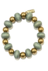 Sage Oval with Brass Stretch Bracelet