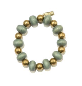 Sage Oval with Brass Stretch Bracelet