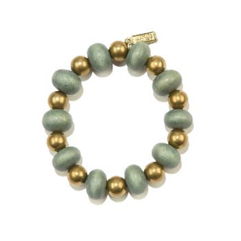 Sage Oval with Brass Stretch Bracelet
