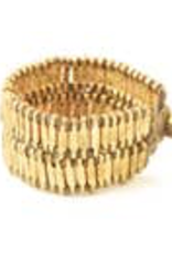 Taupe Thread Double Brass Bar Bracelet