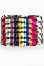Multi Color Stripe Wide Stretch Bracelet