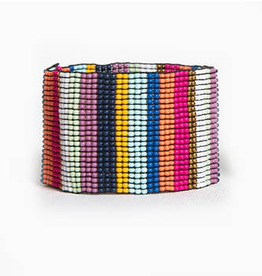 Multi Color Stripe Wide Stretch Bracelet