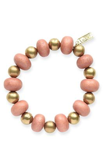 Coral Oval with Brass Stretch Bracelet