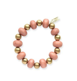 Coral Oval with Brass Stretch Bracelet