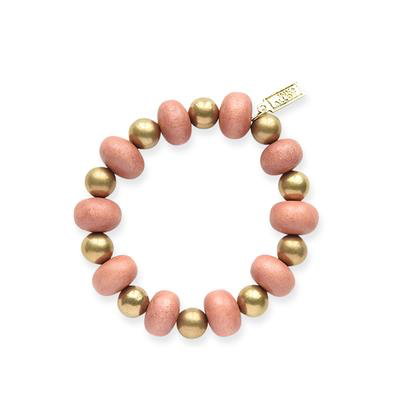 Coral Oval with Brass Stretch Bracelet