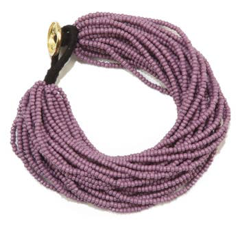 Lilac Yellow Multi Layer Seed Bead Bracelet