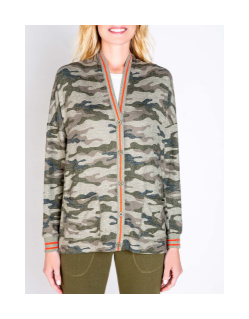 camo cardigan sweater