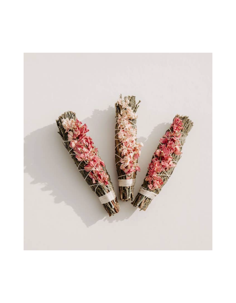 Cedar + Pink Larkspur Smudge Stick