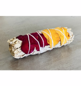 White Sage w Dried Rose Petals Smudge Stick