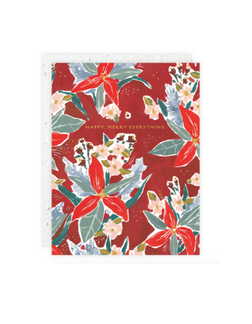 Red Poinsettia Seedlings Card