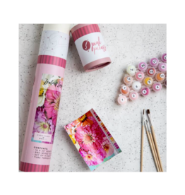 Pink Picasso KitsZealous Zinnias Printed Canvas