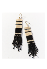 Black and Ivory Stripe Seed Bead Earring