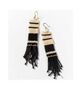 Black and Ivory Stripe Seed Bead Earring