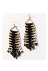 Black with Ivory Arrow Fringe on Triangle Earring