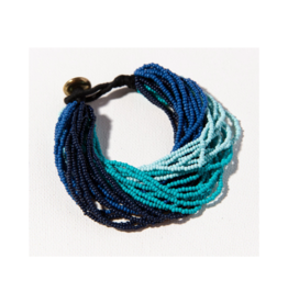 Blue Ombre Multi Layer Seed Bead Bracelet