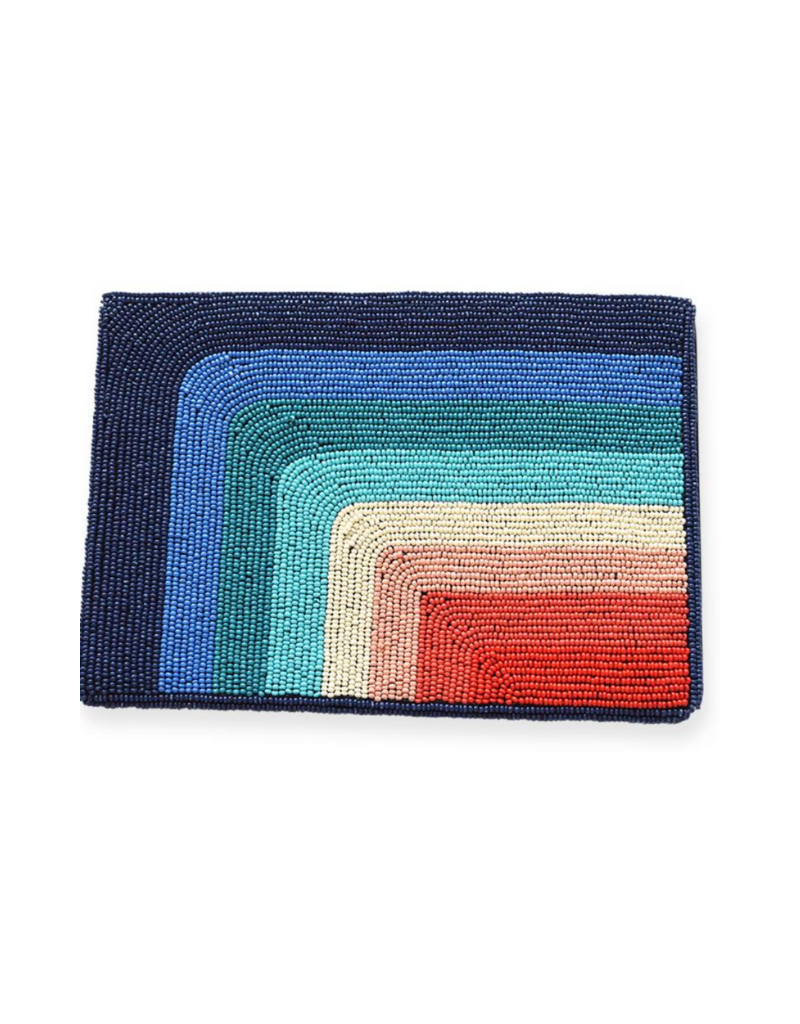 Blue to Red Rainbow Beaded Clutch