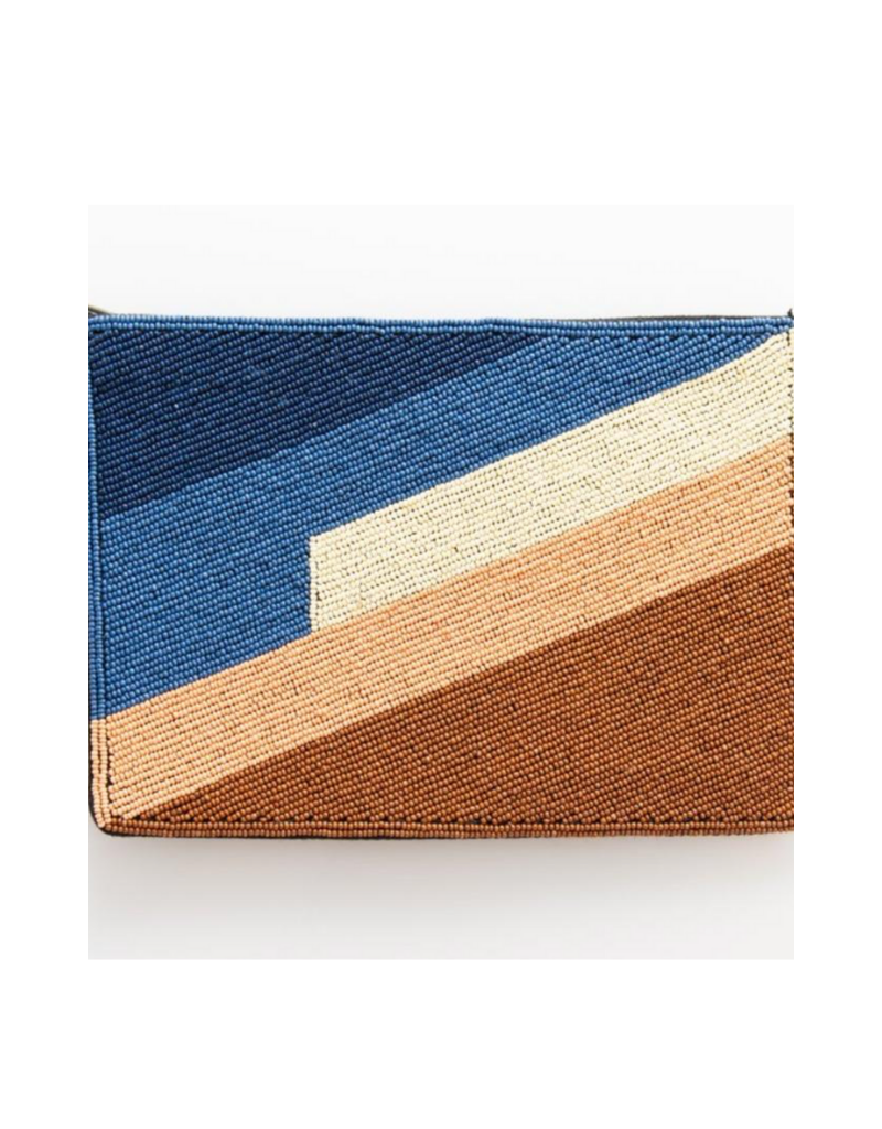 Blue, Bronze, and Pink Seed Bead Clutch