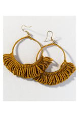 Citron Fringe Hoop Seed Bead Earring