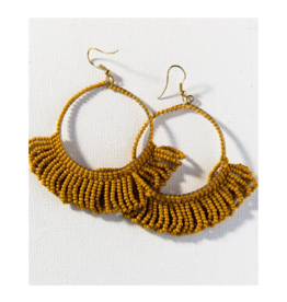 Citron Fringe Hoop Seed Bead Earring