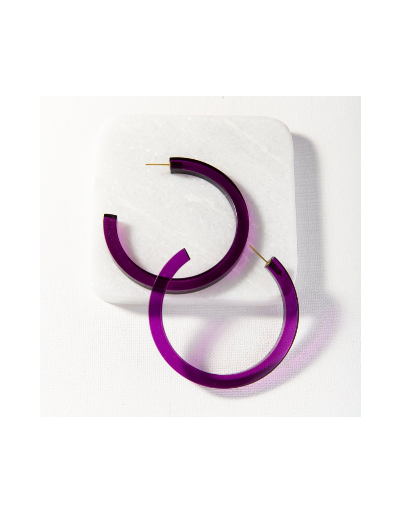 Eggplant Lucite Hoop Earring Small