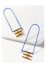 Elongated Cobalt Blue Hoop Earring