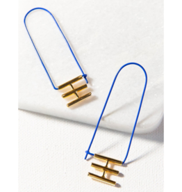Elongated Cobalt Blue Hoop Earring