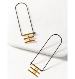 Elongated Rectangle Hoop Earring