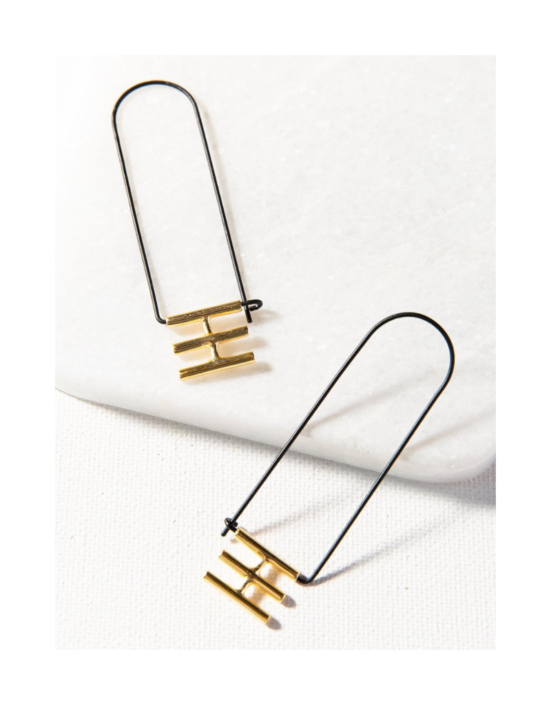 Elongated Rectangle Hoop Earring