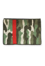 Green Camo with Red Stripe Beaded Clutch