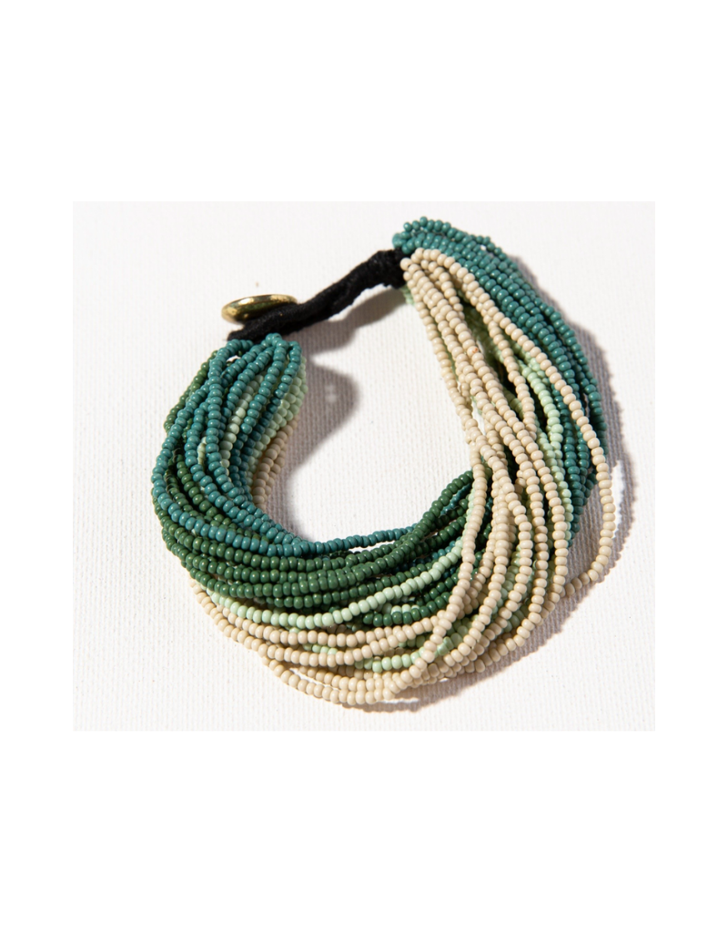 Green Ombre Multi Layer Seed Bead Bracelet