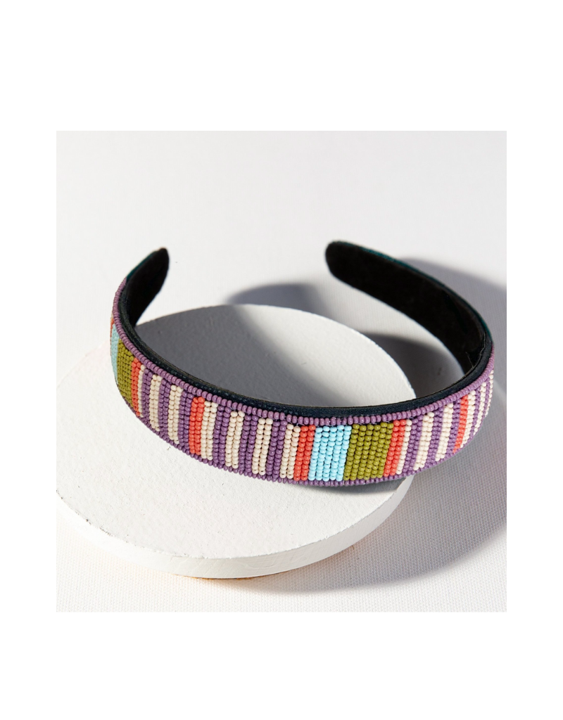 Lilac and Coral Stripe Headband