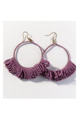 Lilac Fringe Hoop Seed Bead Earring