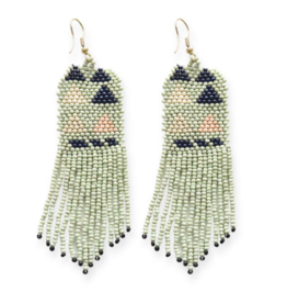 Mint, Pink, and Navy Triangle Seed Bead Earring