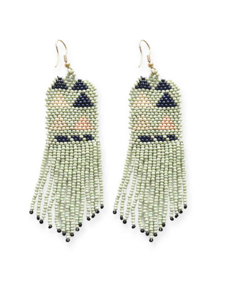 Mint, Pink, and Navy Triangle Seed Bead Earring