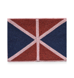 Navy and Pink X Pattern Beaded Clutch