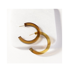 Olive Lucite Hoop Earring Small