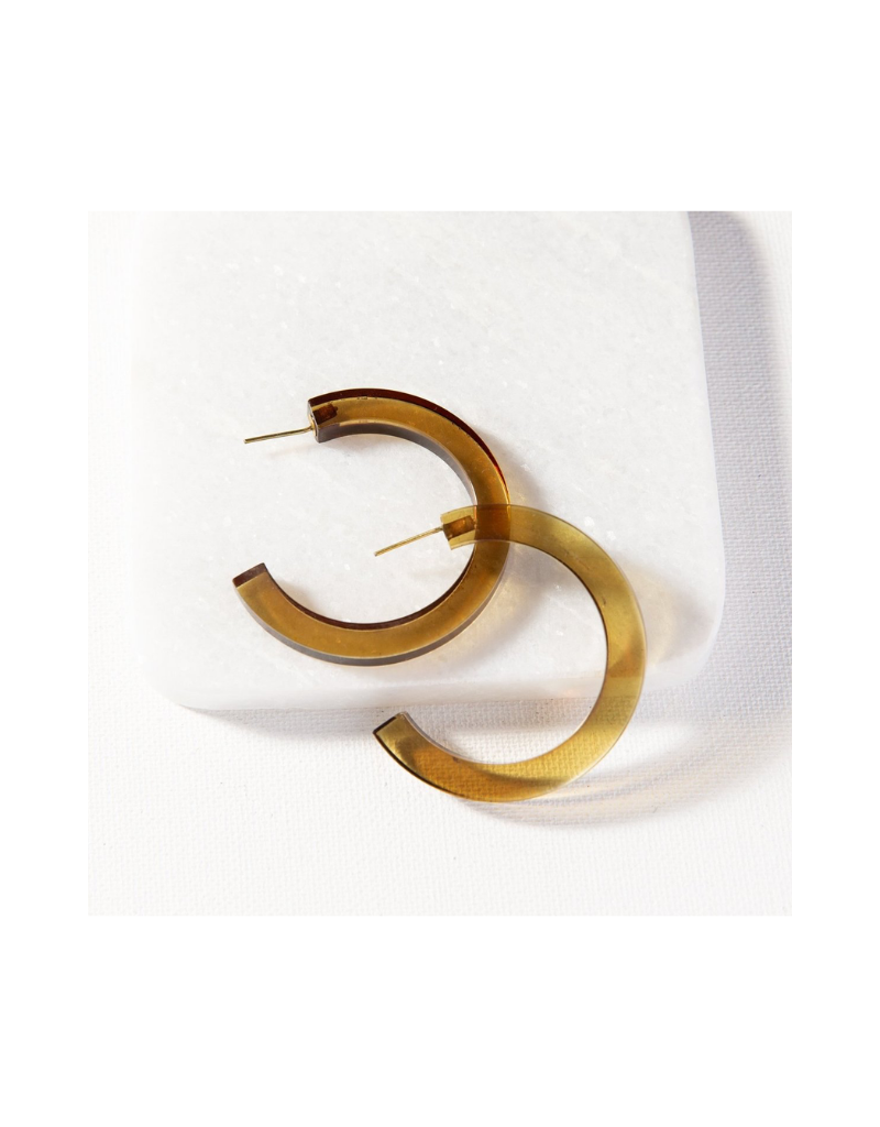 Olive Lucite Hoop Earring Small