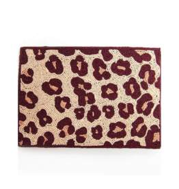 Pink Cheetah Beaded Clutch