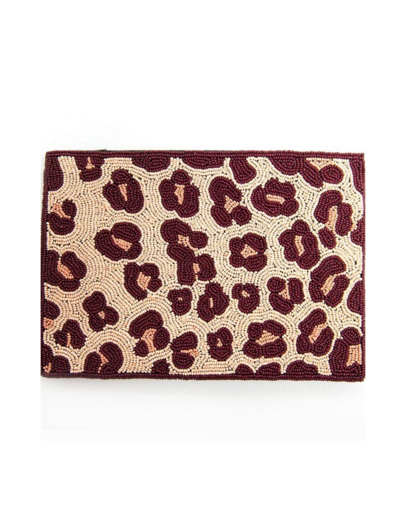 Pink Cheetah Beaded Clutch