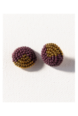 Port and Gold Button Earring