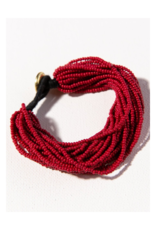 Red Multi Layer Seed Bead Bracelet