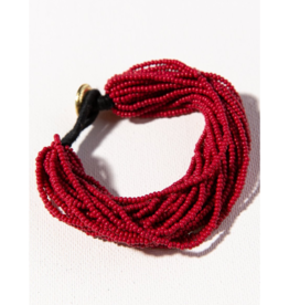 Red Multi Layer Seed Bead Bracelet