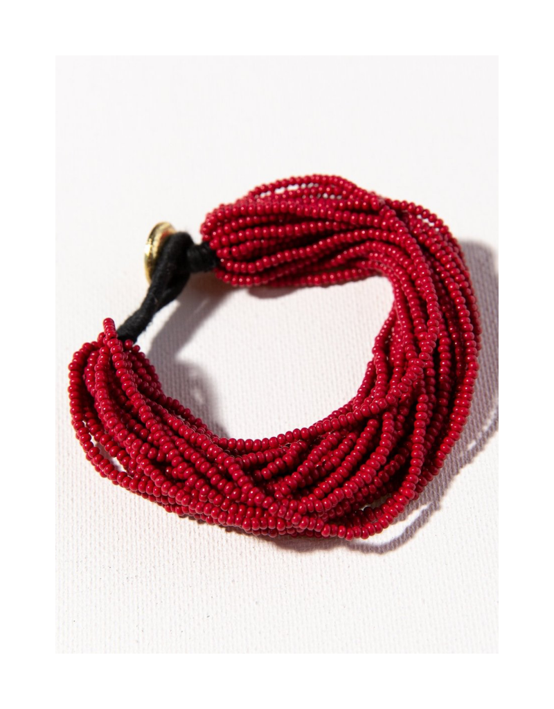 Red Multi Layer Seed Bead Bracelet