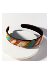 Rust and Turquoise Diagonal Stripe Headband