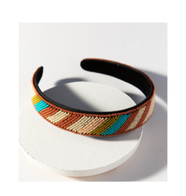 Rust and Turquoise Diagonal Stripe Headband